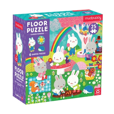 Garden Bunnies 25 Piece Floor Puzzle with Shaped Pieces by Galison Mudpuppy