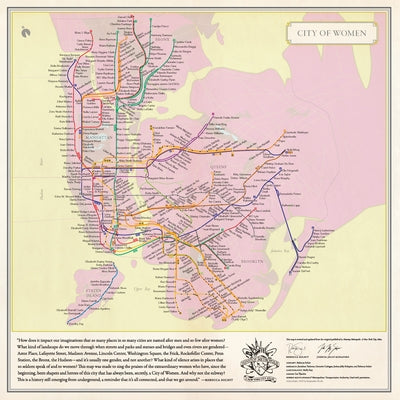 City of Women New York City Subway Wall Map (20 X 20 Inches) by Solnit, Rebecca